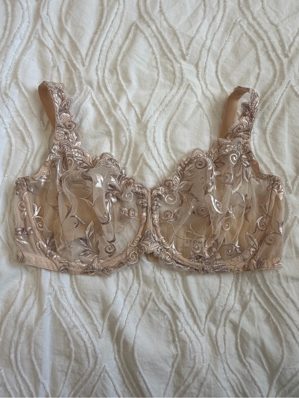 Soma Sheer Floral Embroidered Bra in Blush
